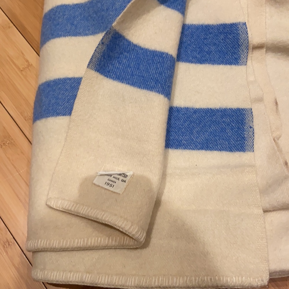 Striped Blue and Cream Cozy Throw Blanket